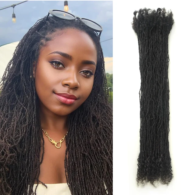 KAMA Chinese Hair Remy Dreadlocks Extensions Full Handmade Crochet Interlocks 100% Human Hair Locs with Curly Ends for Women