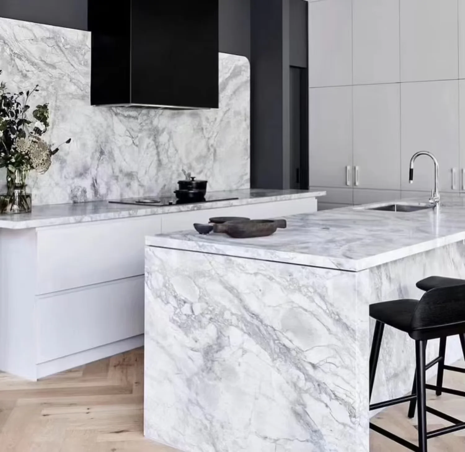 Super White Quartzite Countertop Slab Custom Polished Kitchen Island Modern Design Luxury Marble Slab for Kitchen Countertops