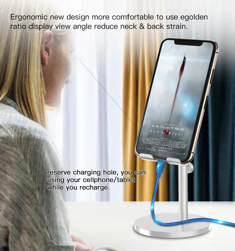 Yesido Aluminium Alloy Table Desk Tablet Stand Angle Hight Adjustable Desktop Cell Phone Holder