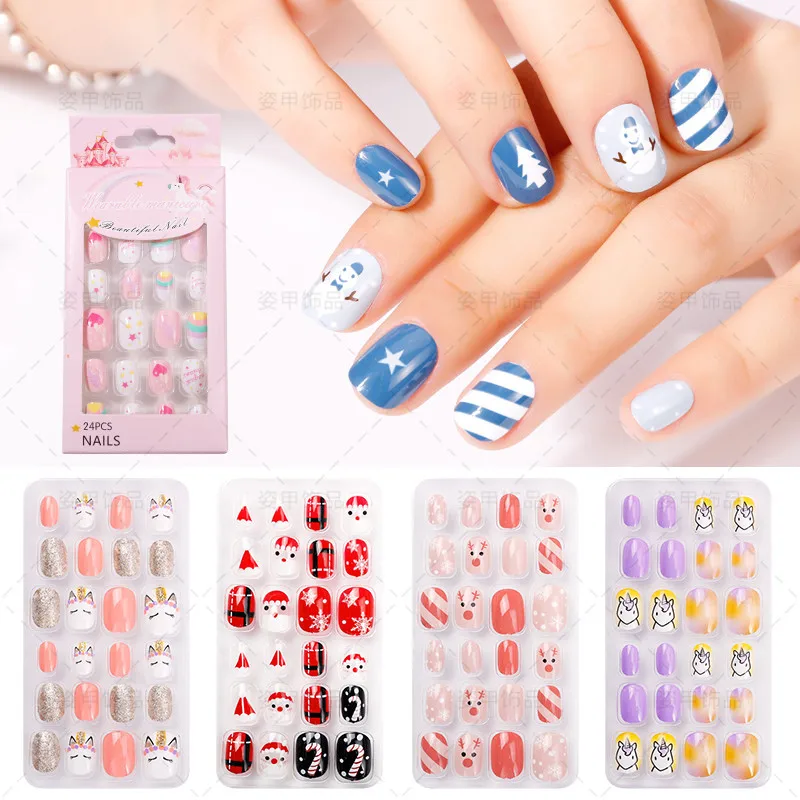 Wholesale Factory Fake Nails For Kids Colorful Rainbow Cute Children ...
