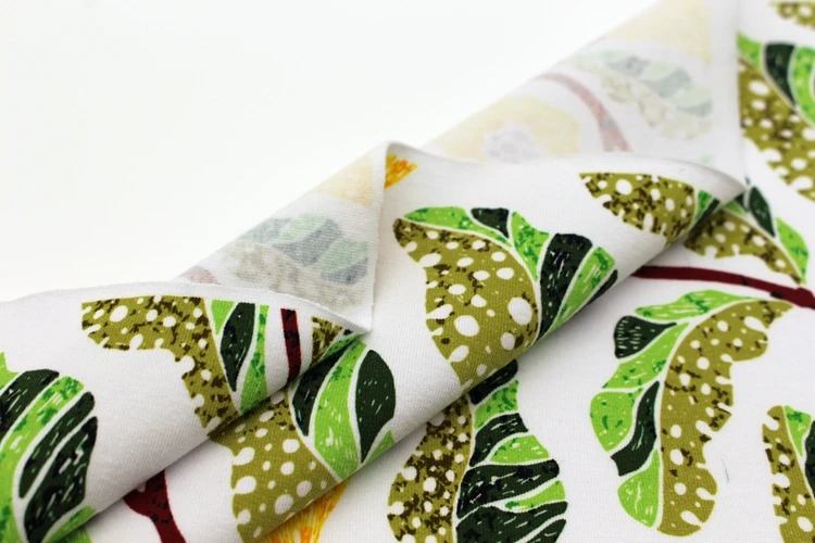 Custom Design Digital Print Leaf Stretch 95% Cotton 5% Spandex ...