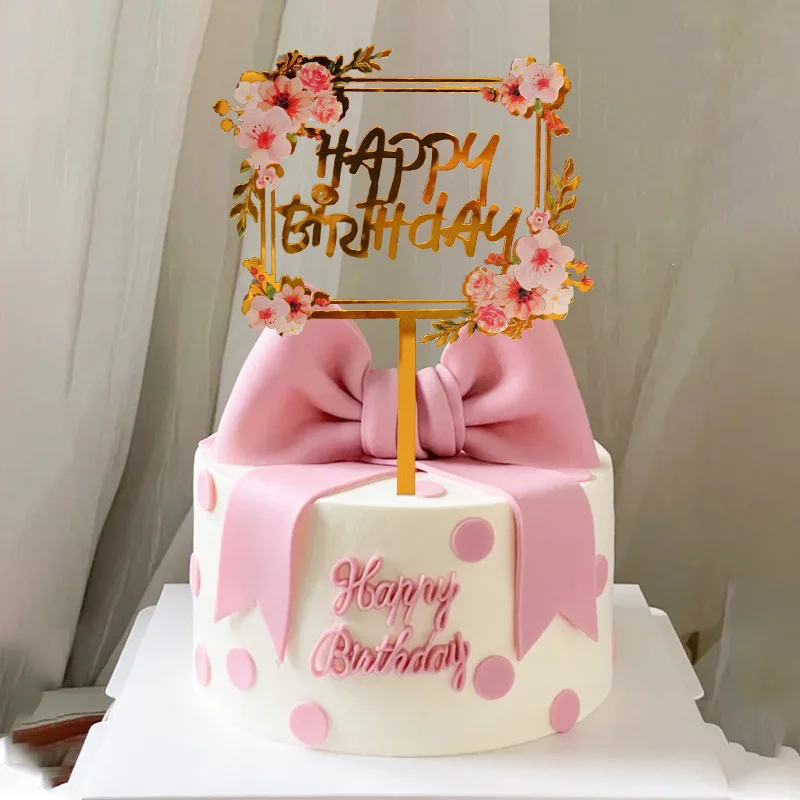 PHOGARY 6 Style Happy Birthday Cake Topper (Or avec Films Double Face),  Décoration de Gâteau de Paillettes Acrylique pour Hommes, Femmes,  Anniversaire