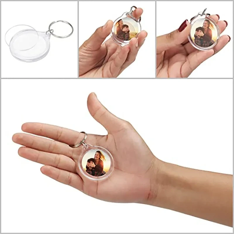 Custom Photo Frame Keychain Acrylic Rectangle Insert Picture Frame Keyring Key Holder Key Chain