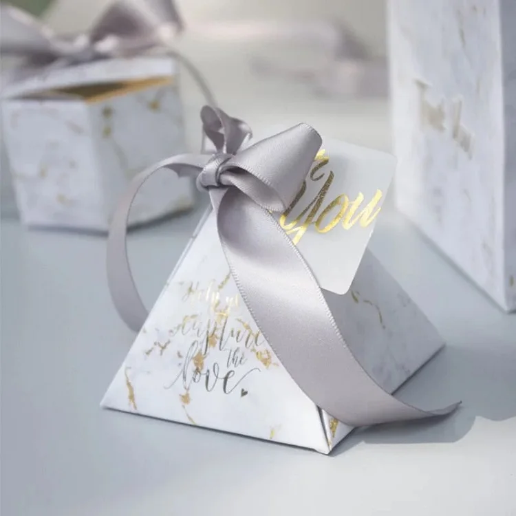 Triangular Candy Box Triangular Pyramid Gift Box Wedding Favors and Gifts Mini Candy Box ...