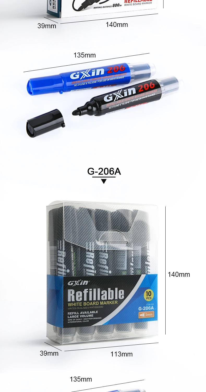Gxin G206 High Quality White Board Marker Pen Refill Ink Refillable