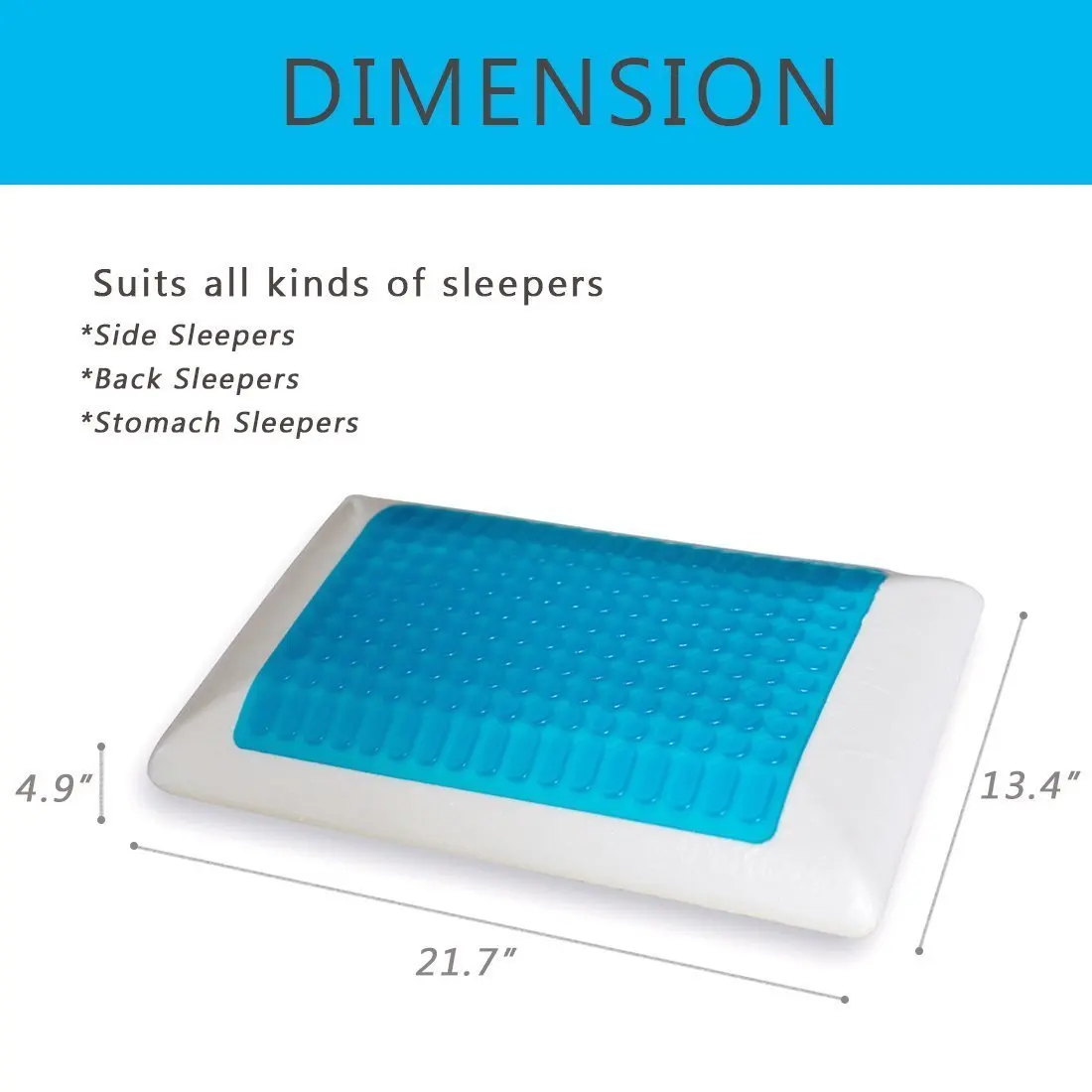 Реверсивный прохладный гель Infused пены памяти подушки для шеи спальный антимикробный чехол 1 стандартный пакет