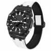 Boîtier de montre en fibre de carbone noir et blanc + bracelet en nylon blanc