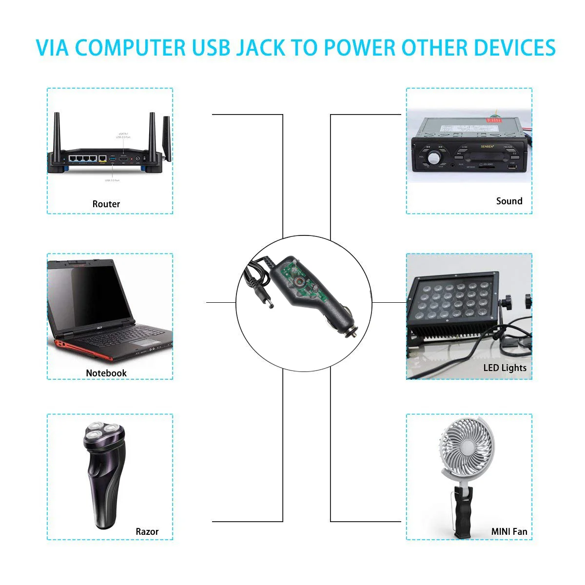 12V 3A 9V 3A Car Use Cigar Jack Cigarette Lighter to Dc 5.5*2.1mm Power ...
