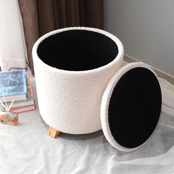 New Fashion Home Furniture Velvet Round Shape Foot Stool Ottoman Pouf