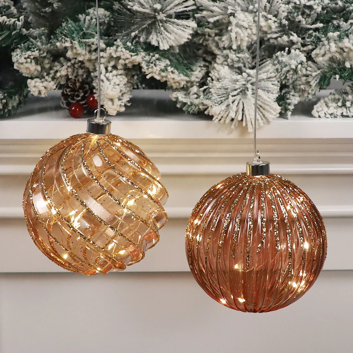 hand decorated christmas baubles led christmas ornament glass blown globe glass balls transparent