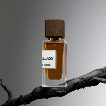 Luxury Quality  Perfume Bottles 50ml Square Empty Glass Perfume Bottle Design Your Own Perfume Bottle With Wooden Cap