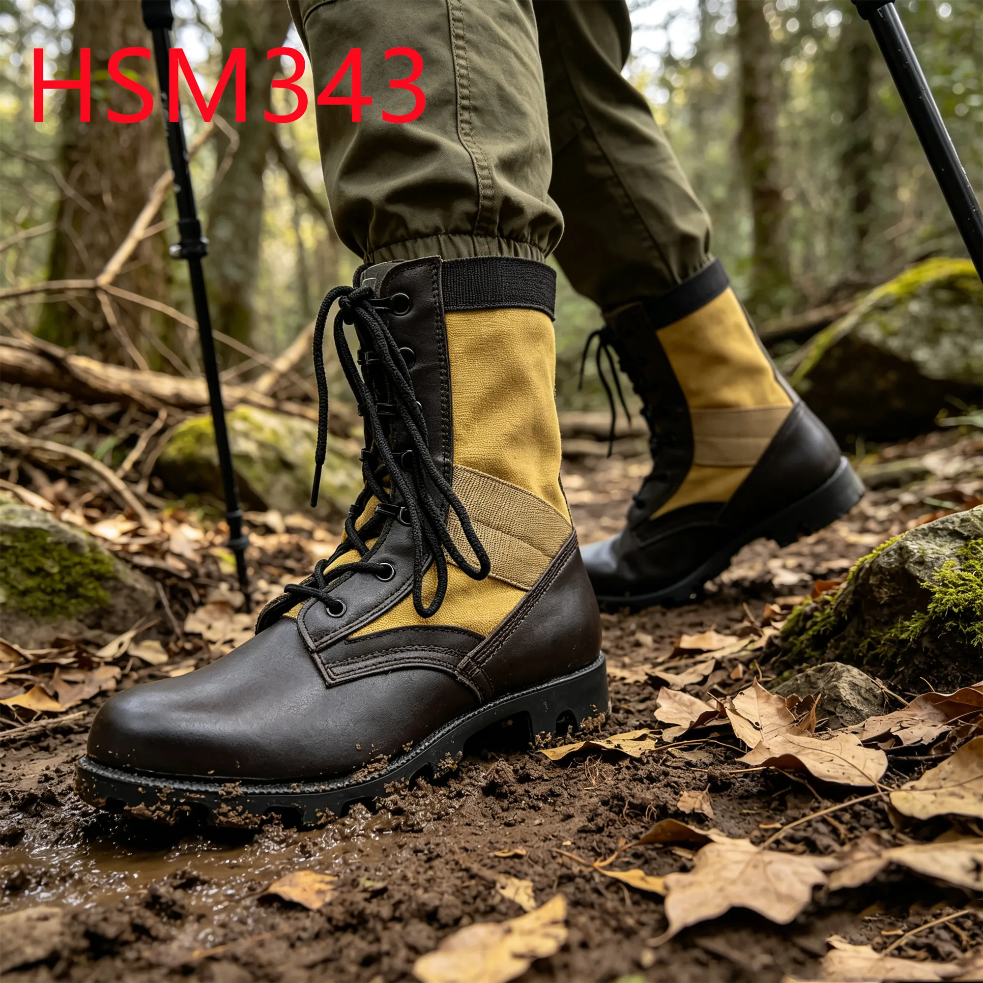 HY,USA Lumberjack Vulcanized Rubber Outsole Dark Brown Jungle Boots Full Grain Leather Hua Singh Mahogany Tactical Boots HSM343
