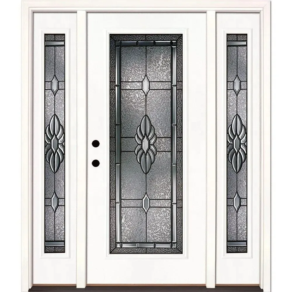 Minglei prefinished exterior fiberglass entry doors with sidelights