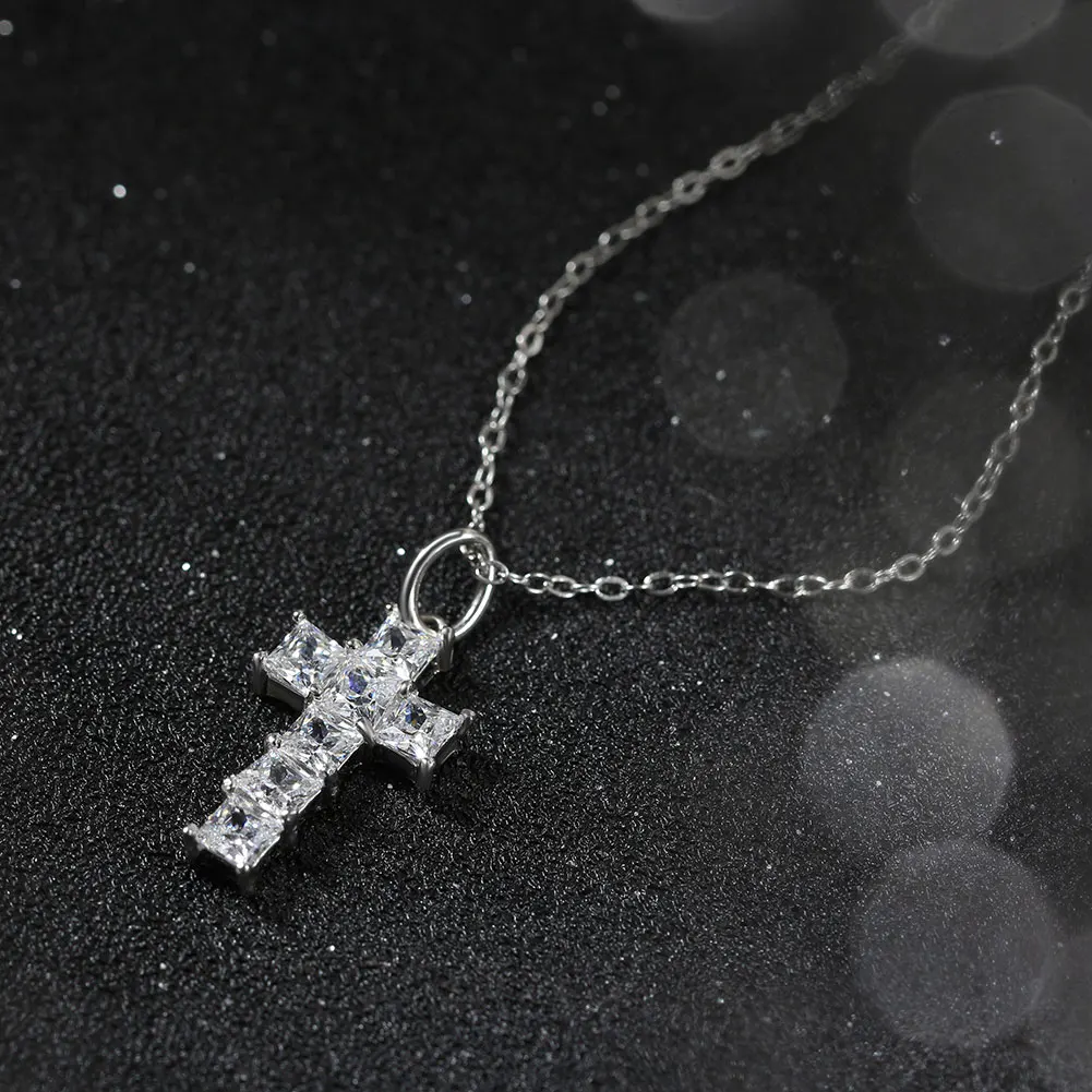 韓国発【Hei】cubic cross necklace / 追跡送 LZN12 RINNTIN Cross Necklace - 925 Silver & CZ Pendants