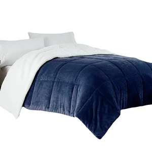 2022 Hot Sell Home Textile Soft Flannel Fleece Fluffy Reversible Bedroom Bedding Plush Sherpa Comforter and Quilt Sets