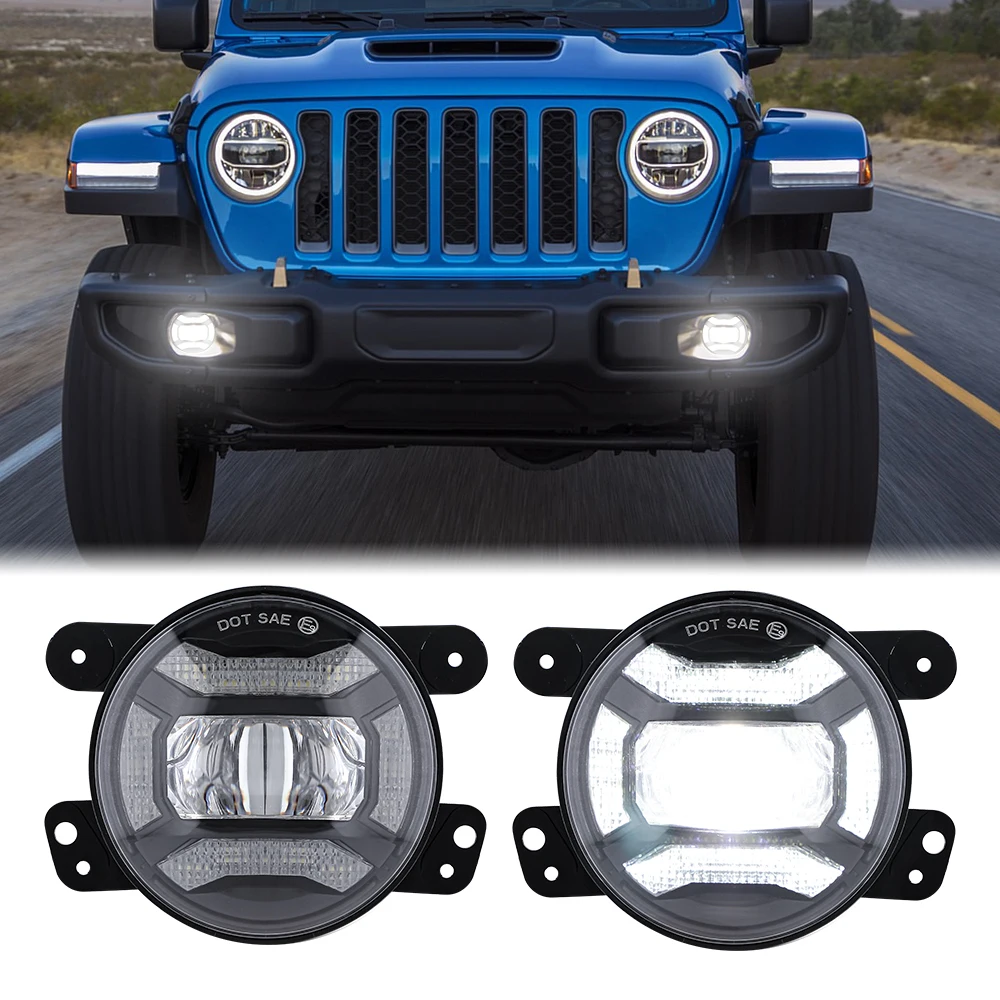 4inch Led Fog Lights 60w Fog Lamps With White Halo Drl Front Bumper Driving Fog  Light For Jeep Wrangler Jk Jku Jl Dodge Chrysler - Buy Fog Light,4inch  Driving Fog Light,4inch Driving