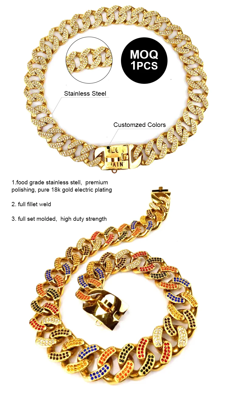 Customized Luxury Gold Dog Collar With Metal Buckle Premium Cuban Link Dog Collar Buy