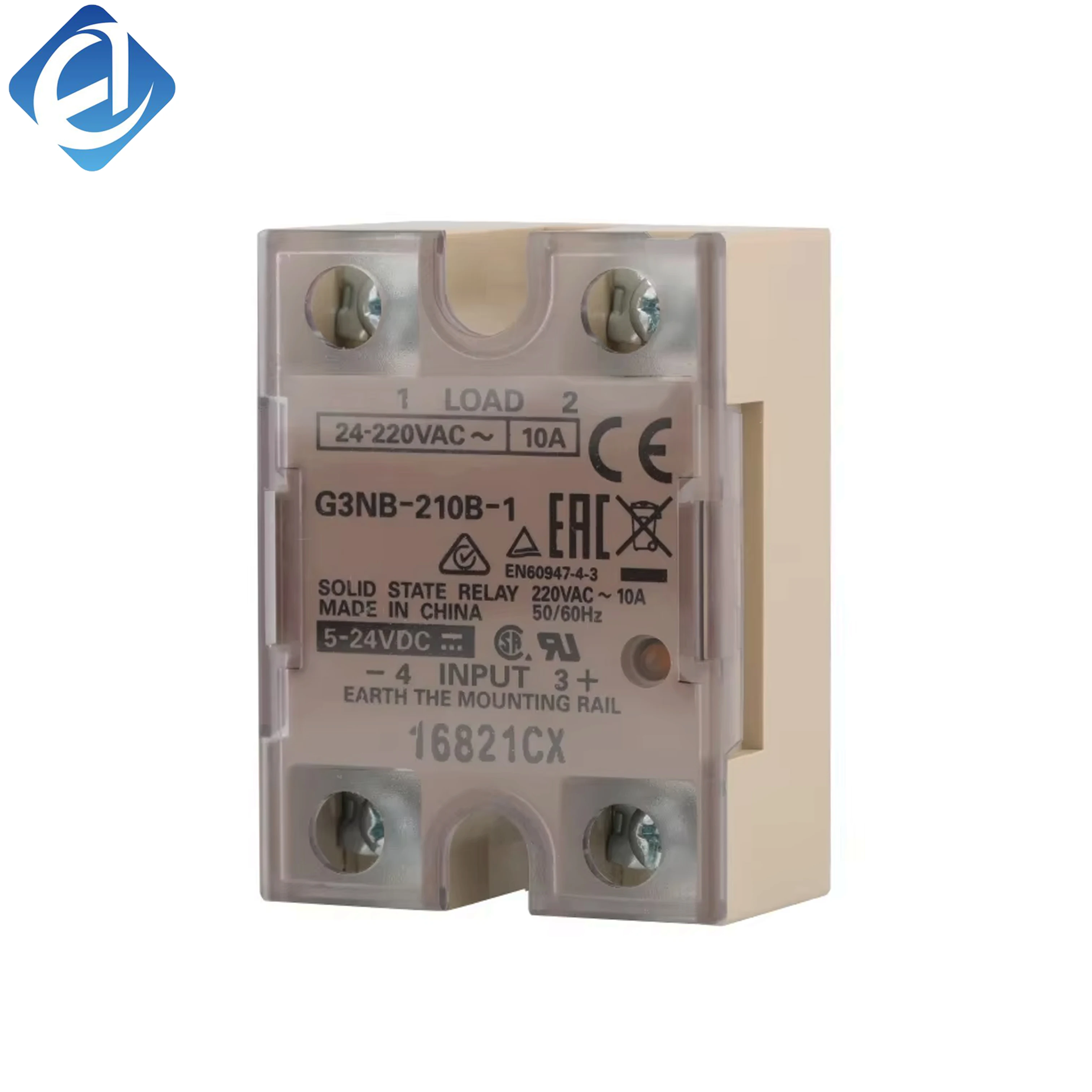 New Original Omron G3NB series solid state relay. 10A load current, 5–24V DC input, zero-cross switching, compact size, long service life. Features low heat generation and high stability. Widely used for heating control, lighting control and small load dr