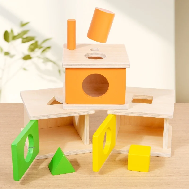 Montessori-geïnspireerd houten kleurenherkenningssorteerspeelgoed voor kinderen, geometrische vormenmatchend cognitief spel, natuurlijk hout leerhulpmiddel