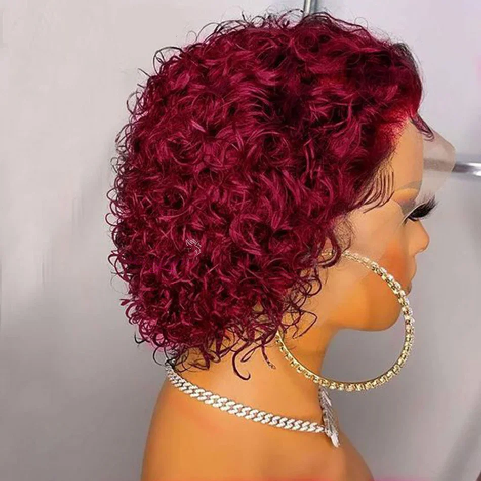Parrucca Pixie Cut Biondo Miele Acqua Onda Profonda Parrucca In Pizzo Afro Riccio Corto Bob Parrucche Di Capelli Umani Parrucca Frontale In Pizzo Di Colore Naturale Per Le Donne_voghion.com