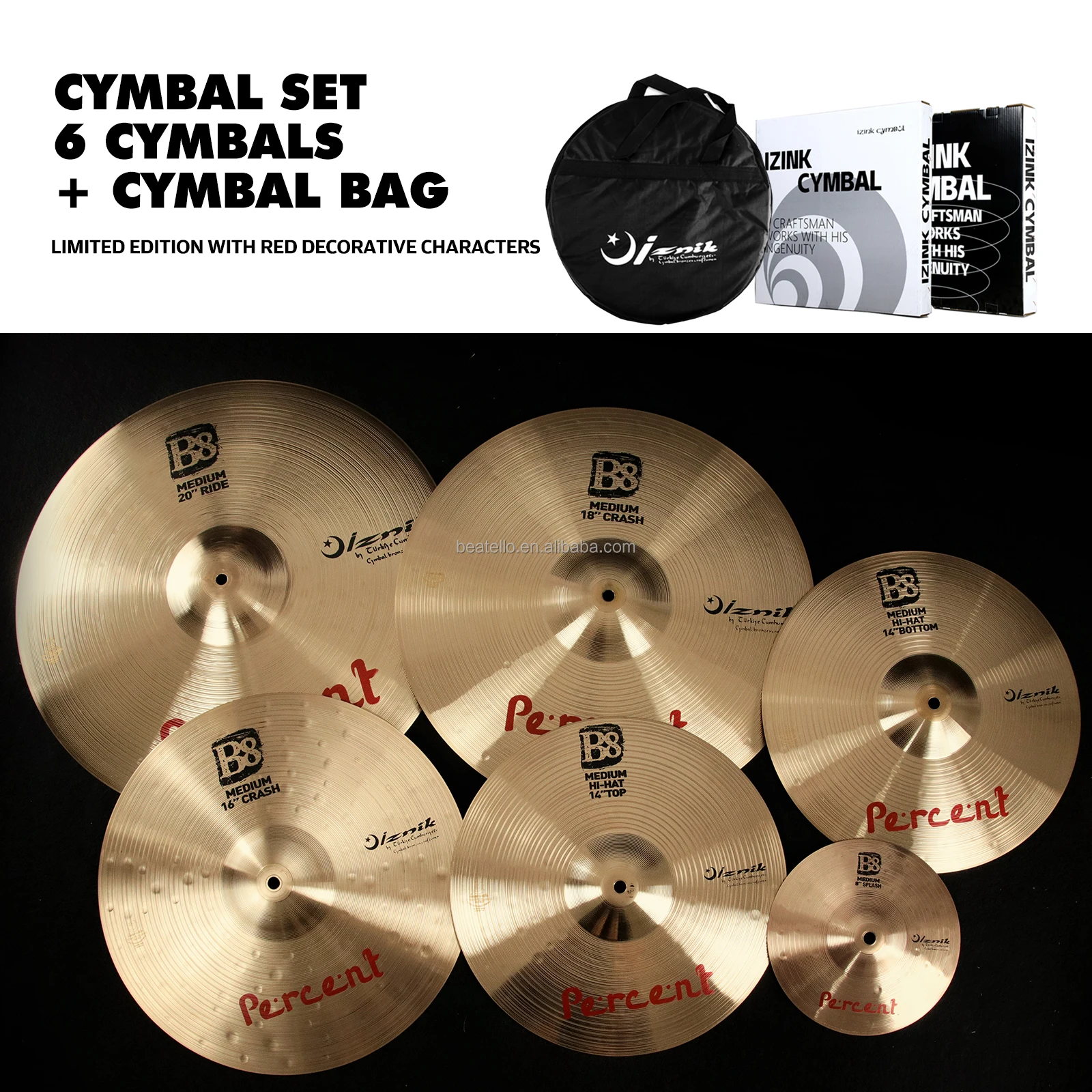 IZINK Professional Cymbal Set - 6pcs/set Traditional Percussion