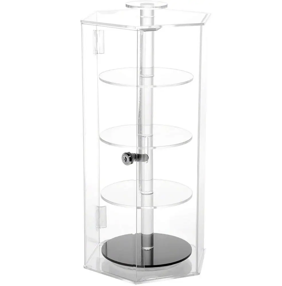 Clear Acrylic Hexagonal Locking Display Case With Rotating Shelves Buy Rotating Shelves