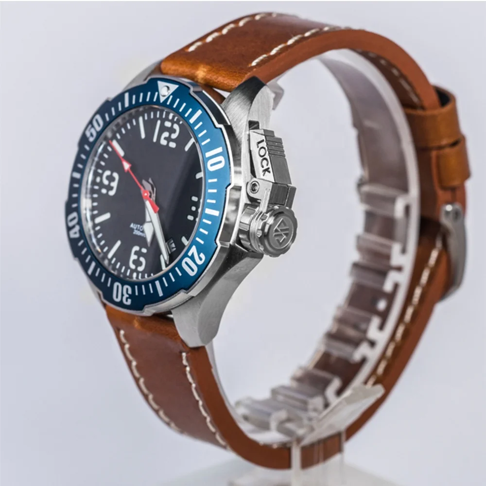 Custom Small Quantity Red Ceramic Bezel 200m Sport Vintage Protective Crown Mechanical Automatic Diver Watch Man for Sale