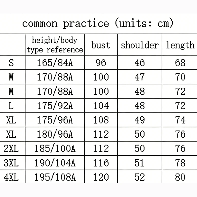 Size chart