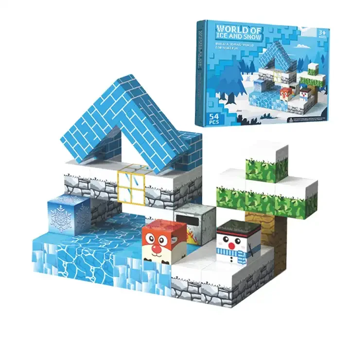 CAYI My World Cube Block World of Snow and Ice Creative Diy Moc Blocks Cubes Building Block Set Educational Toys for kids