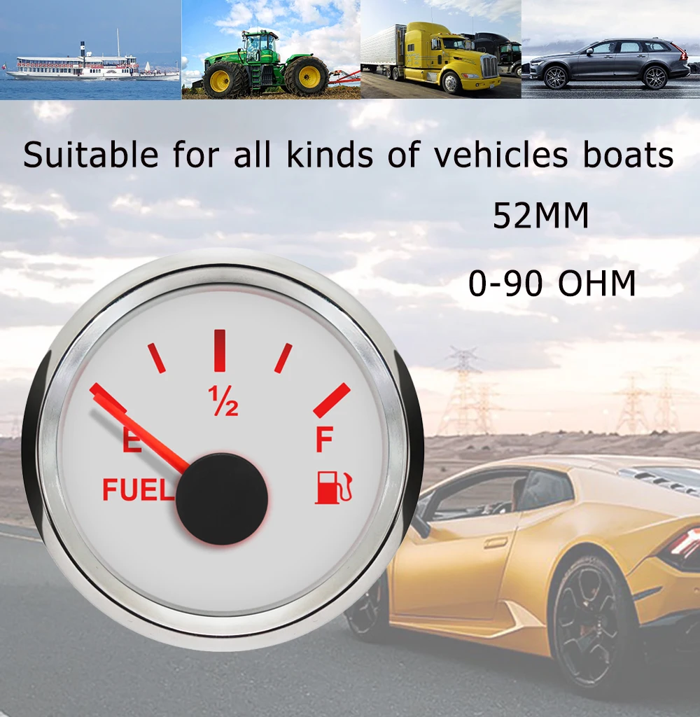 Eling 52mm(2'') Fuel Level Gauge Indicator Meter 090ohm Signal With