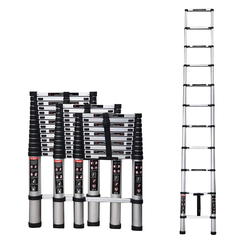 2-6m Extension Ladder Multifunction Telescopic Ladder Portable Single Sided Aluminum Carton Silver Modern Aluminum Stairs 1 PCS