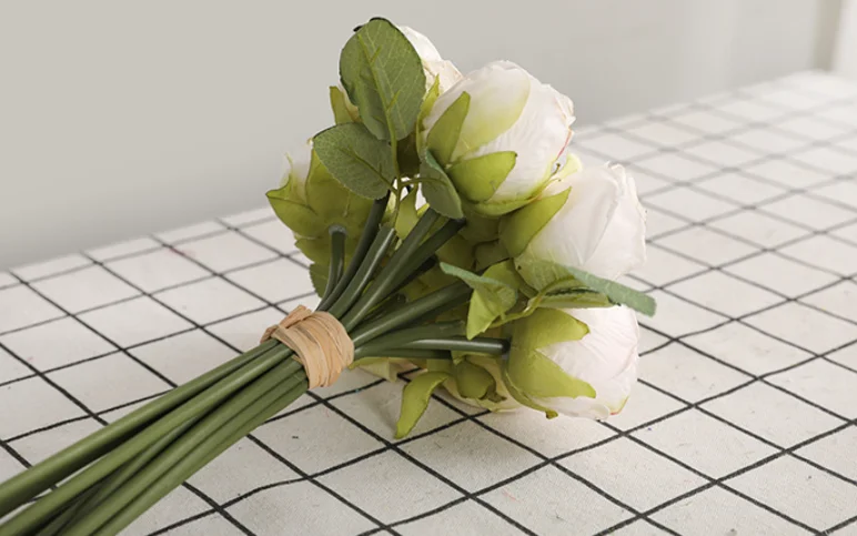 Wholesale High Quality 10 Heads Artificial Silk Rose Bouquet