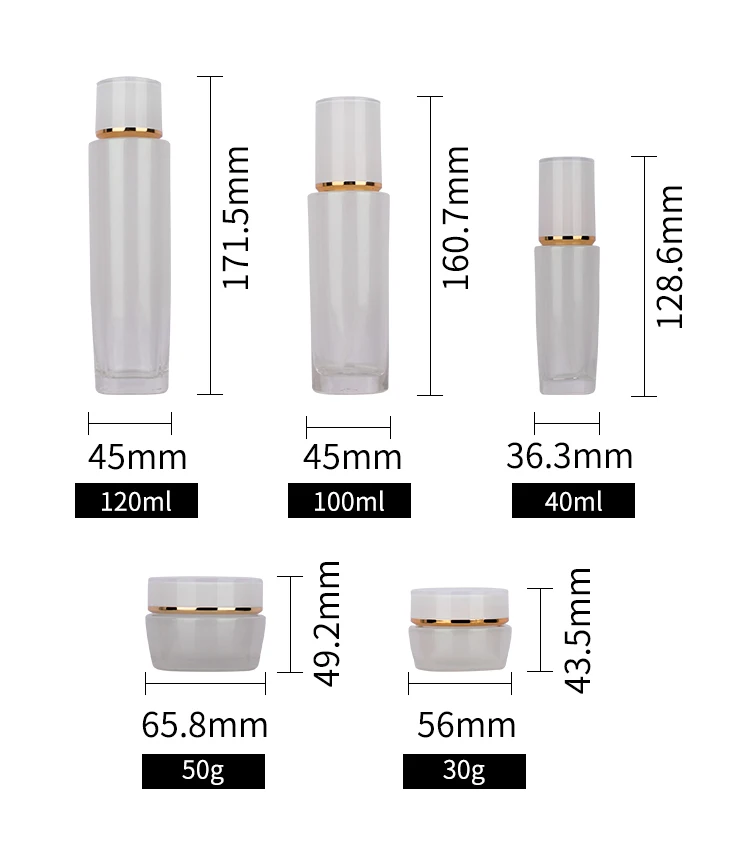 Luxury Unique design glass jar bottle irregularity shape cosmetic glass bottle set Skincare cosmetic packaging suit container details