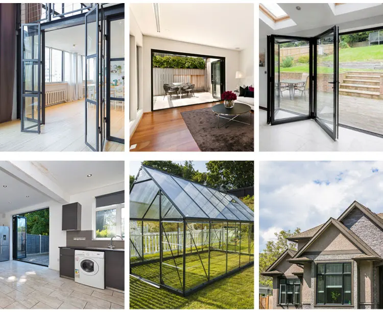 Wanjia Customized Exterior Aluminum Frame Double Glass Bifold Doors