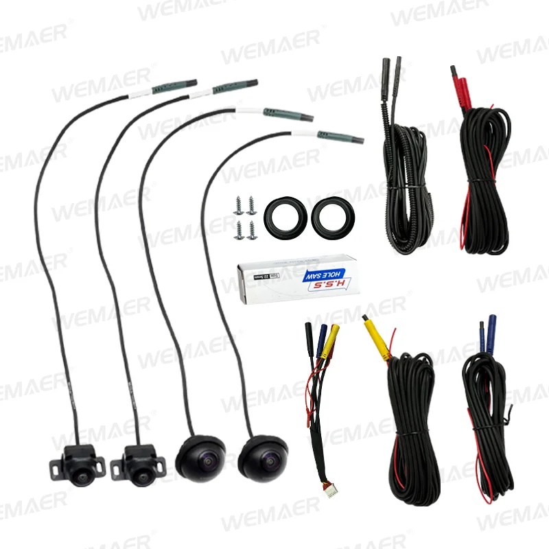 Wemaer Universal 4 Ways 360 Degree Car Camera Half Kit for Android Screen T5 TS10 TS18 7862 with 360 APP Function