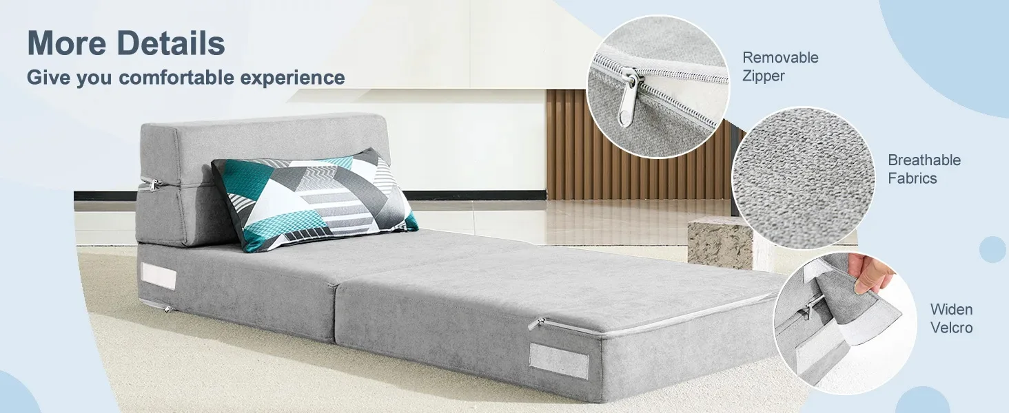 OEM ODM Service Removable Four-Folding Modern Mattress Cover for Foldable Foam Topper manufacture