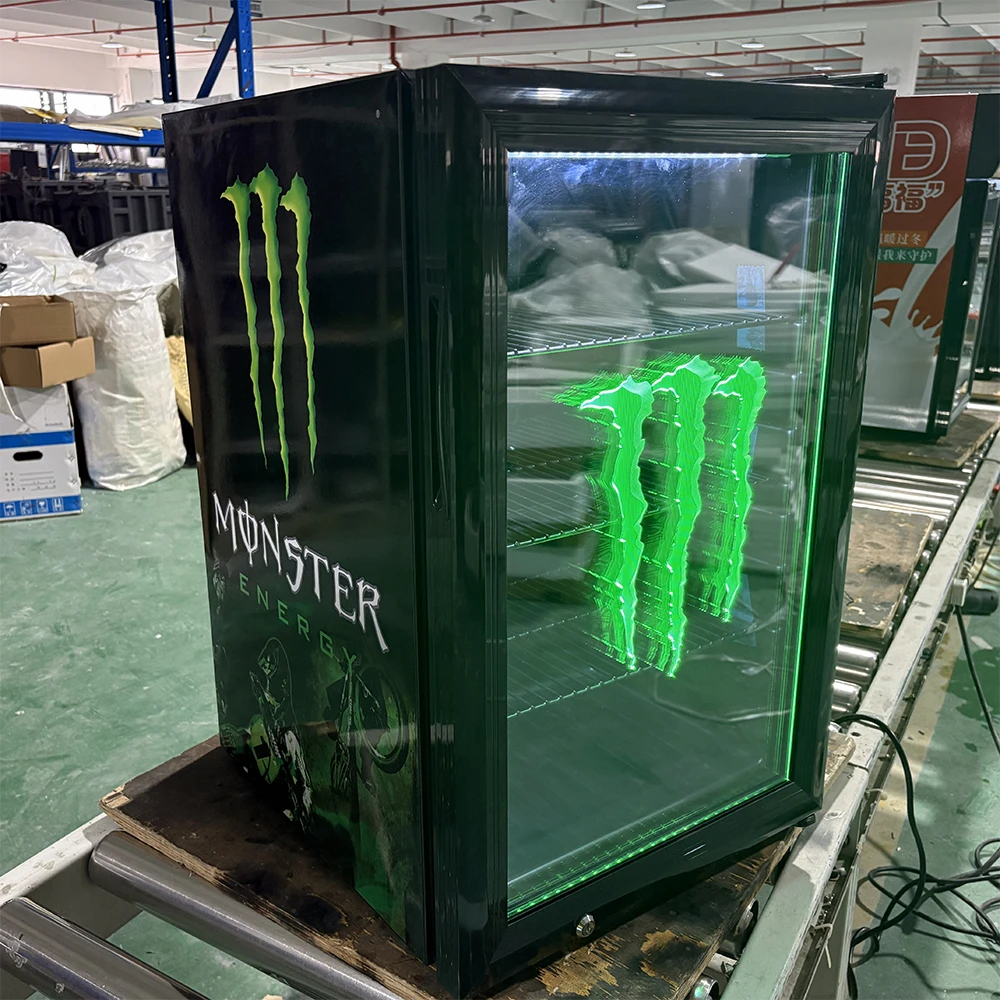 Monster/energy Mini Fridge with LED Light - 70L Capacity