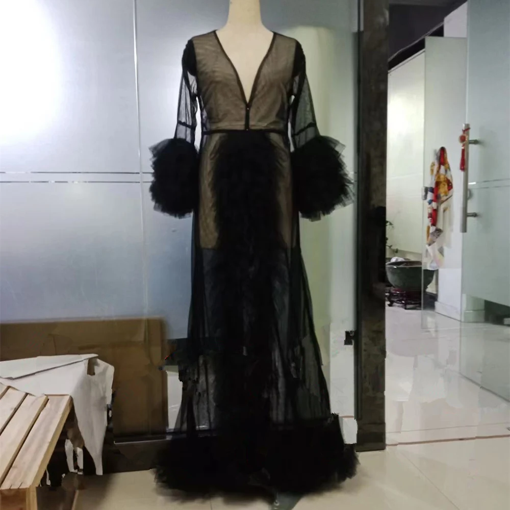 Sexy Female Baby Shower Dress Tulle Maternity Photoshoot Clothes Long Women Pregnancy Dress for Photography Pregnant Woman Gowns