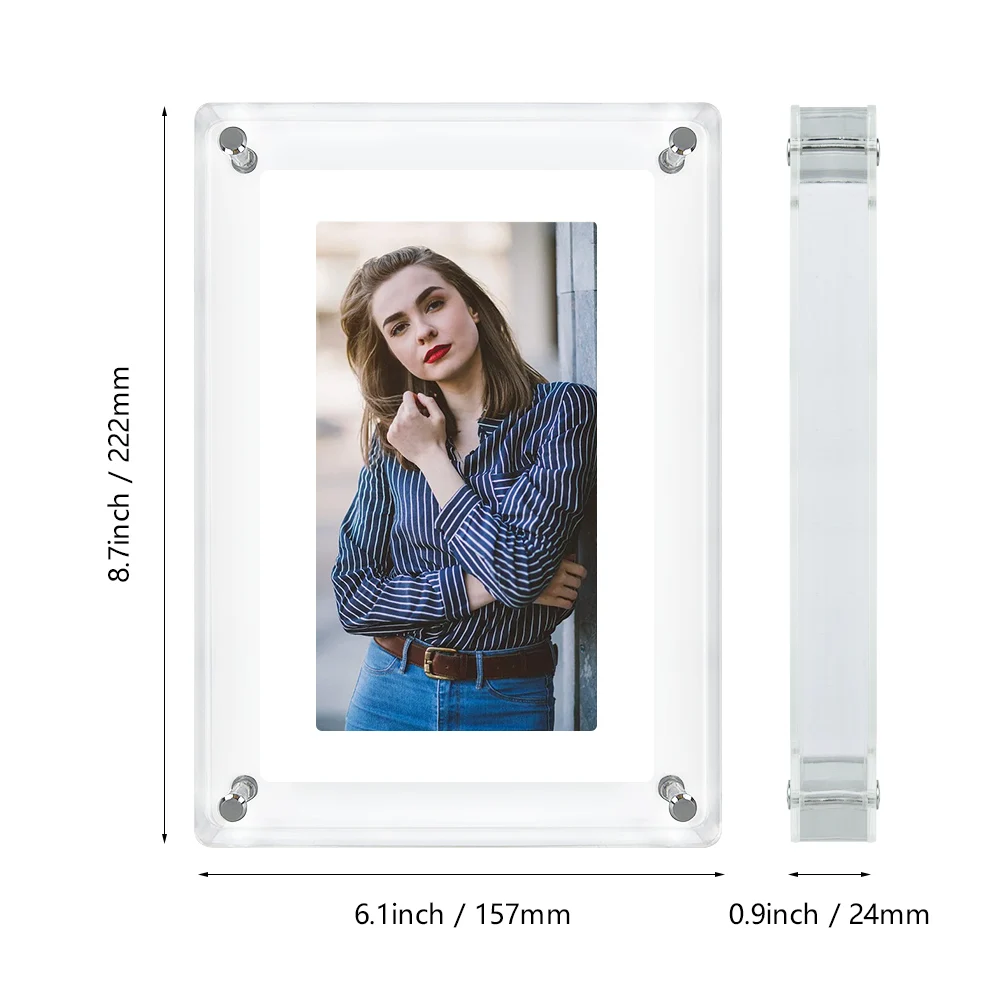 7 Inch IPS 4GB Memory Floating Magic Mirror LCD Digital Photo Frame Make up Acrylic Playing Video Pictures