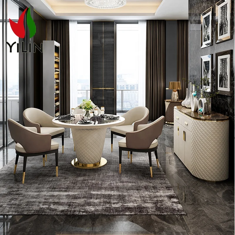 New Design Round Table Top Marble Dining Table Home Dining Room Furniture Hotel Wedding Banquet Dining Table