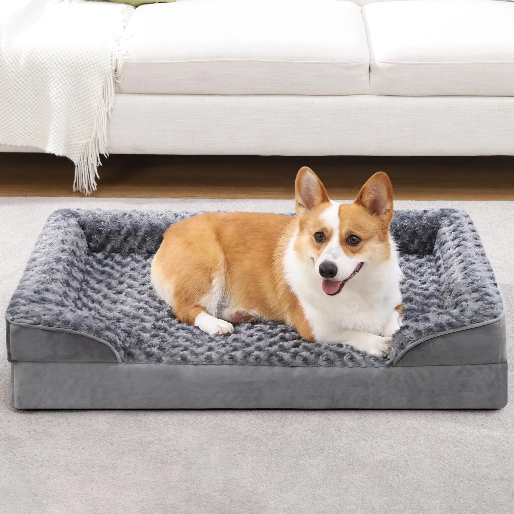 Factory OEM custom Removable Cover Egg Crate Foam Orthopedic Dog Sofa Bed Memory Foam Large pet beds for dogs