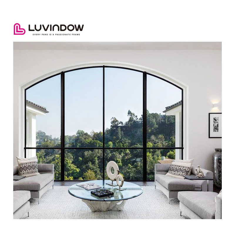Simple Design Double Glazed Aluminium Fixed Arch Windows Glass Casement with Horizontal Opening Pattern for Villa Use