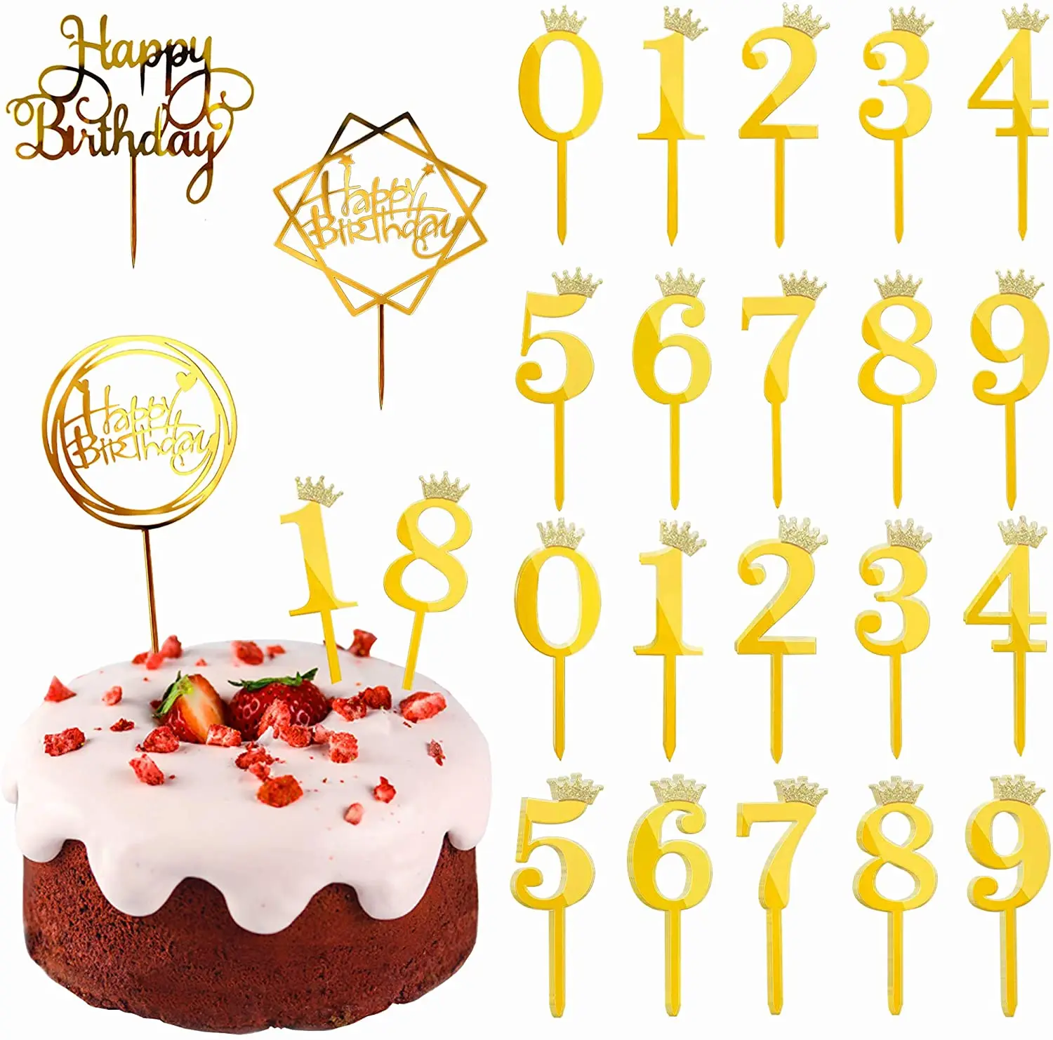 Number cake toppers Birthday decorations Acrylic Number Picks Age Food  picks Small table numbers Birthday centerpiece Age cake topper Sticks