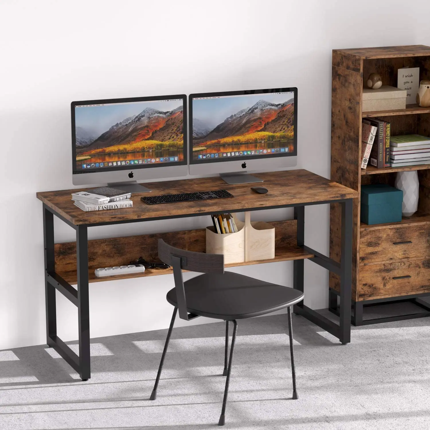 wood and metal Hdhmr With Lamination Simple Wooden Study Table, With Storage