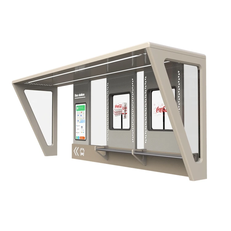 Умная уличная автобусная остановка из нержавеющей стали современная городская школьная со светодиод алюминиевая рама для продажи