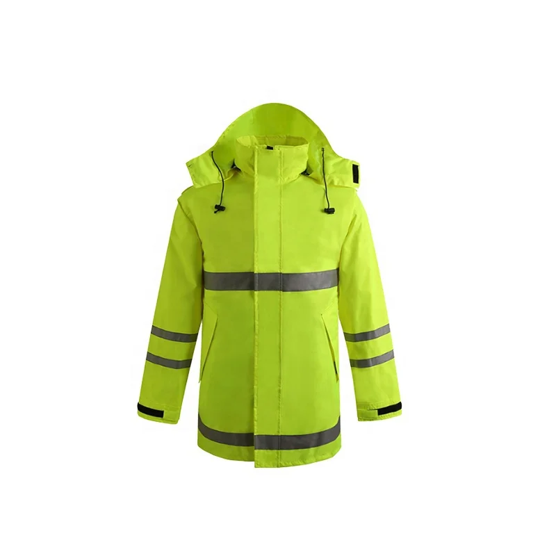 Wholesale pvc high visibility adult reflective safety raincoat jacket streetwear