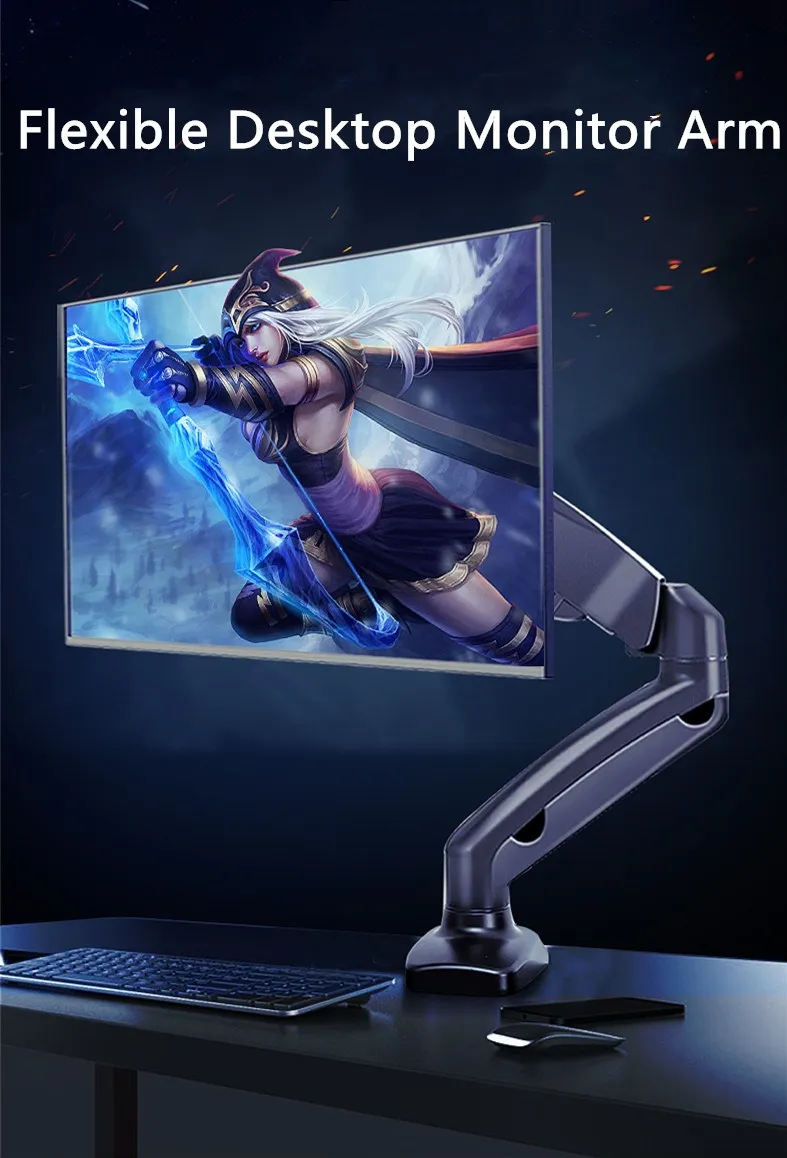 Flexible Monitor Arm Lcd Led Computer Pc Mount Single Monitor Arm On