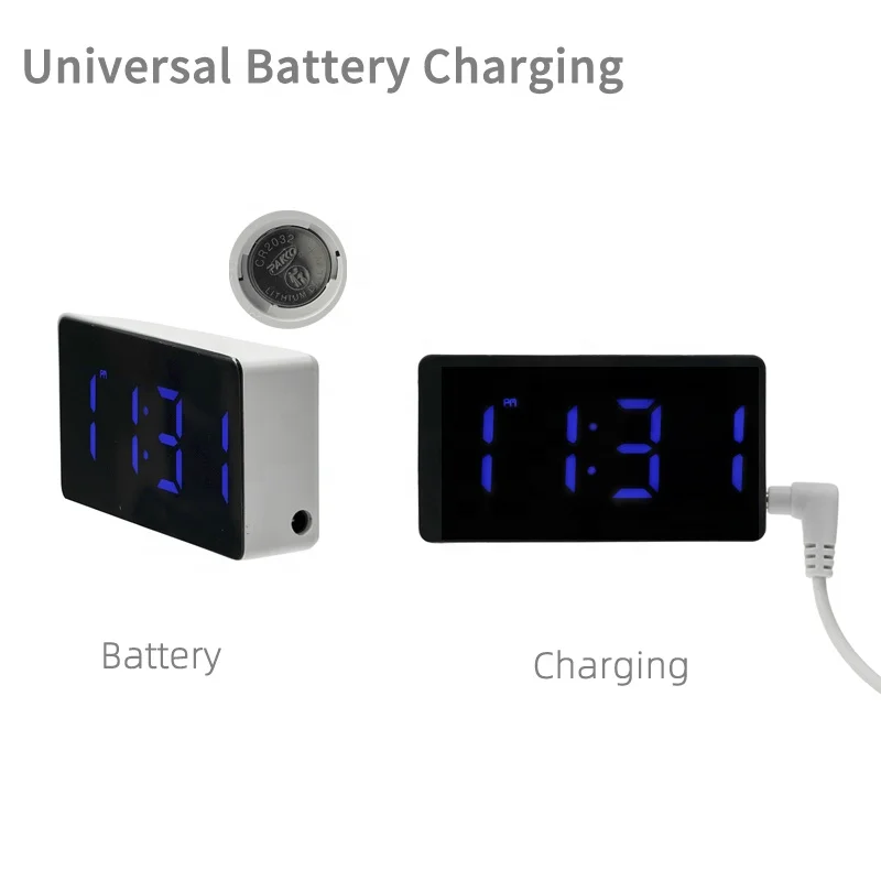 Desk Digital LCD Clock Alarm Clock 12/24 Hour System Mini Home Office Student Night Light Clock and Temperature