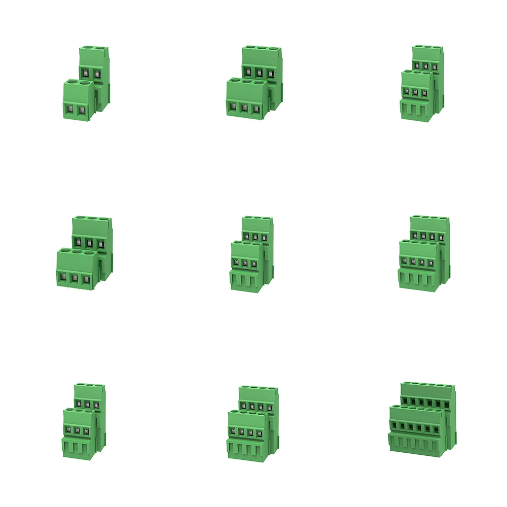 PCB Double Row Screw Terminal Blocks 5.0mm Connector Combined Short and Tall and Printed Replace DG500B-5.0 MKKDS 1.5/..