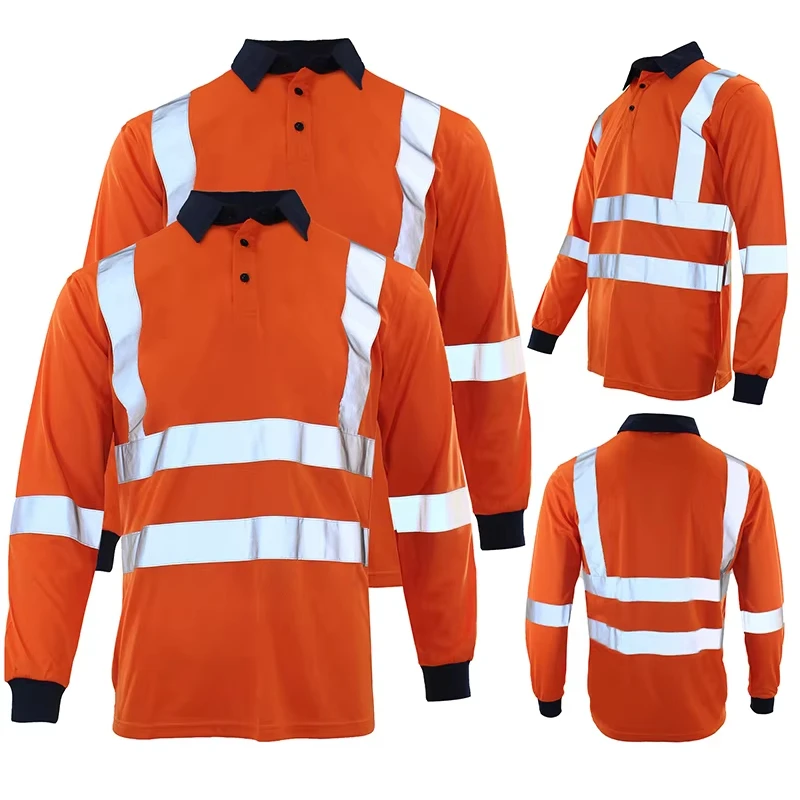 EN20471 Class Hi Vis Work Polo T Shirt Mining Summer Breathable